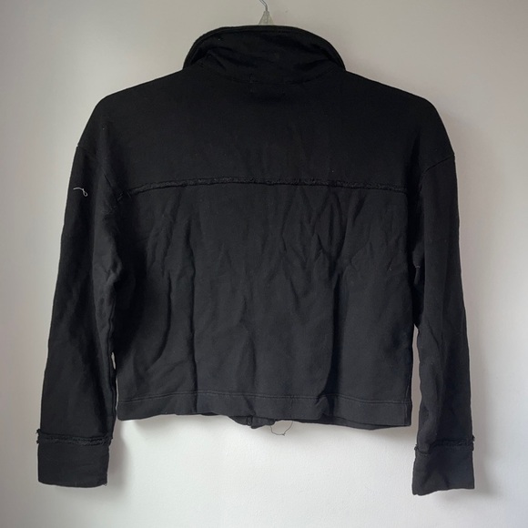 Anthropologie t.La French Terry Lined Black Crop Jacket - Picture 3 of 10